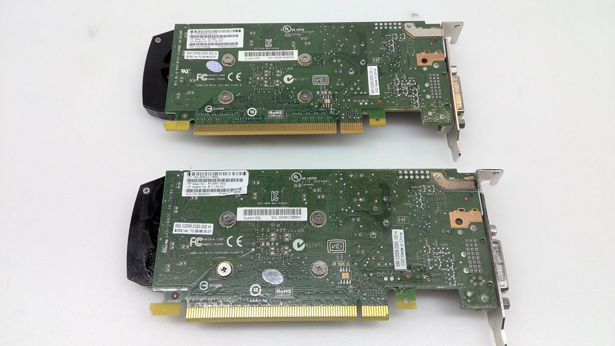 Lot of 2 Nvidia Quadro 600 HP 612951-002 PCI Graphics card 1GB DVI Low profile