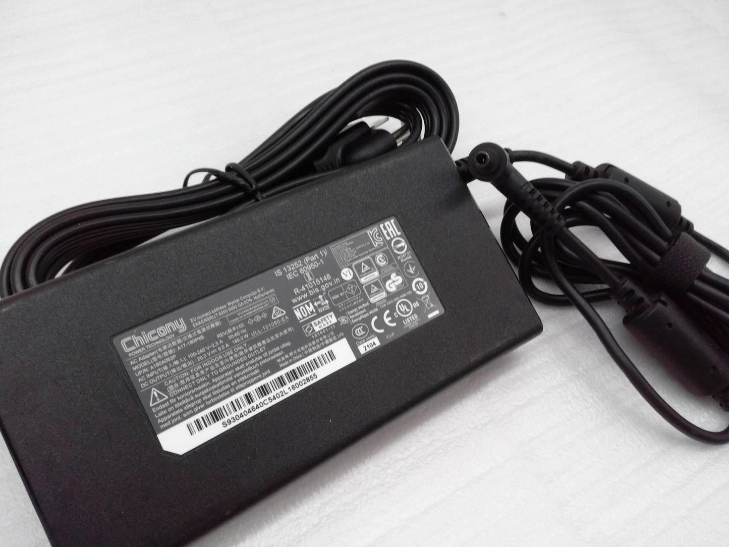 Chicony 180W 20V 9A Power Adapter for MSI Creator Z16 4.5*3.0mm Tip A17-180P4B
