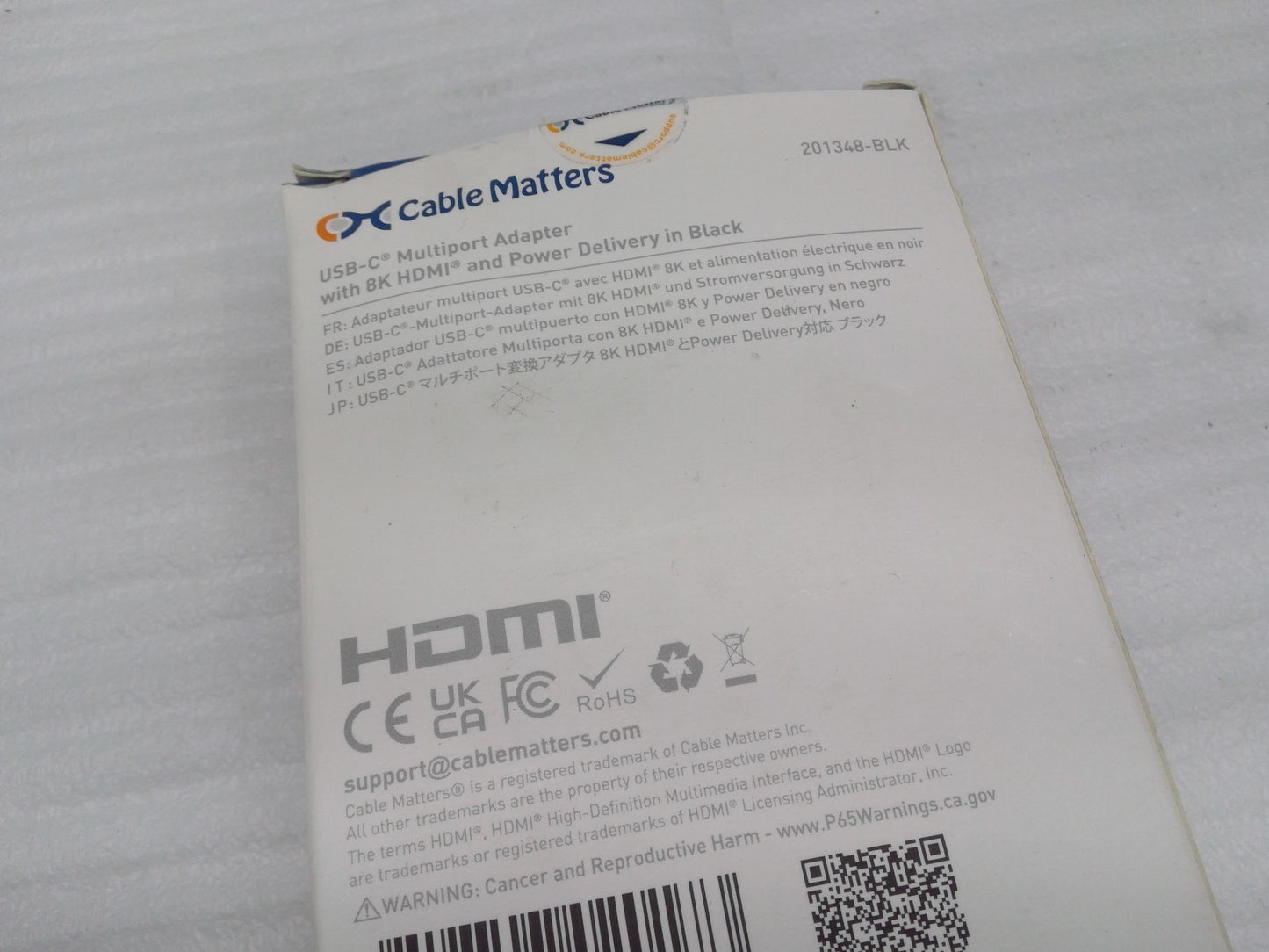 Cable Matters USB-C multiport adapter with 8K HDMI & Power Delivery 201348-BLK