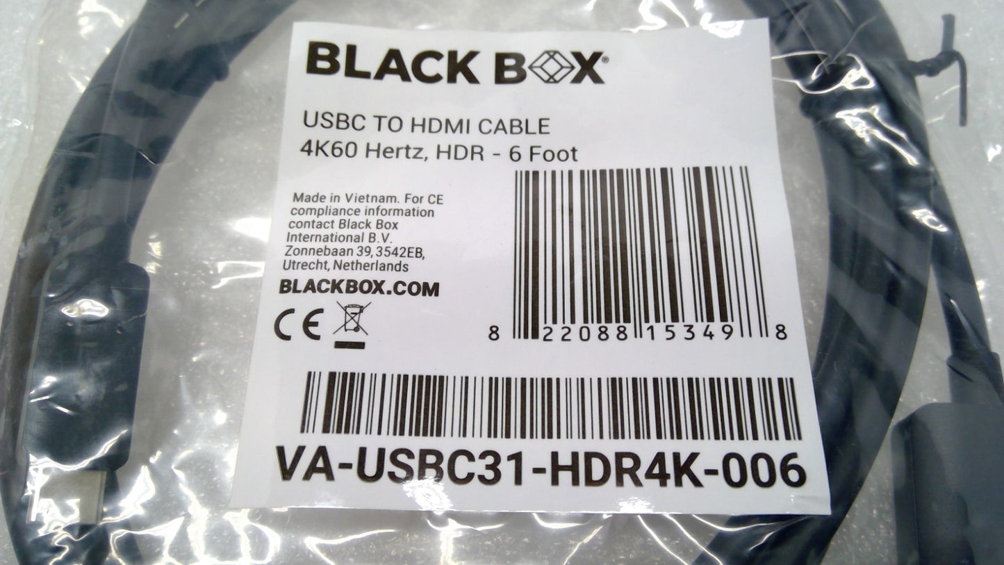 LOT OF 10 Black Box USB-C to HDMI Active Adapter Cable, 4K 60Hz, HDR, 6ft
