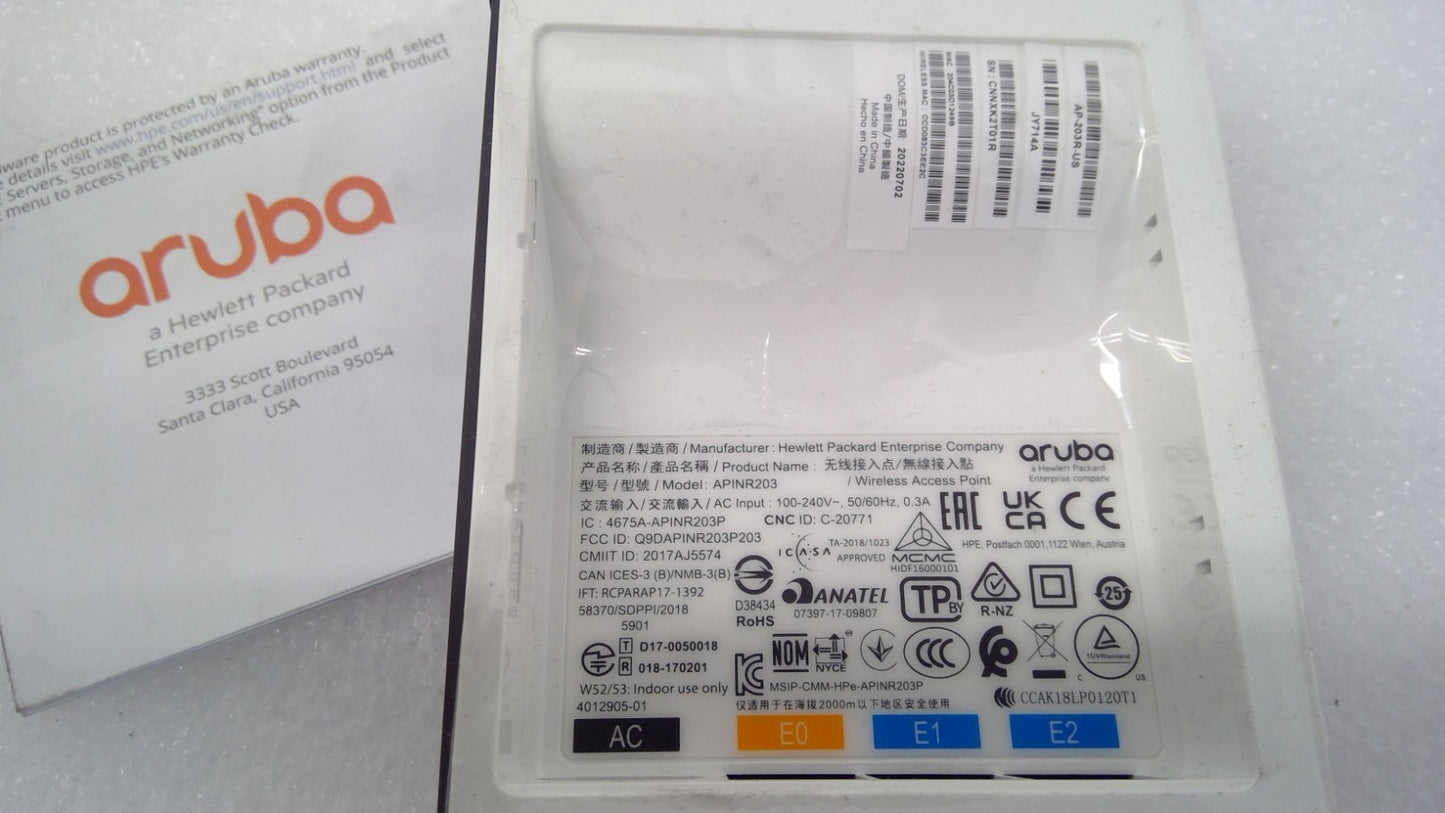 HPE Aruba APINR203 AP-203R-US Dual-Band 802.11ac Remote Wireless Access *Read*
