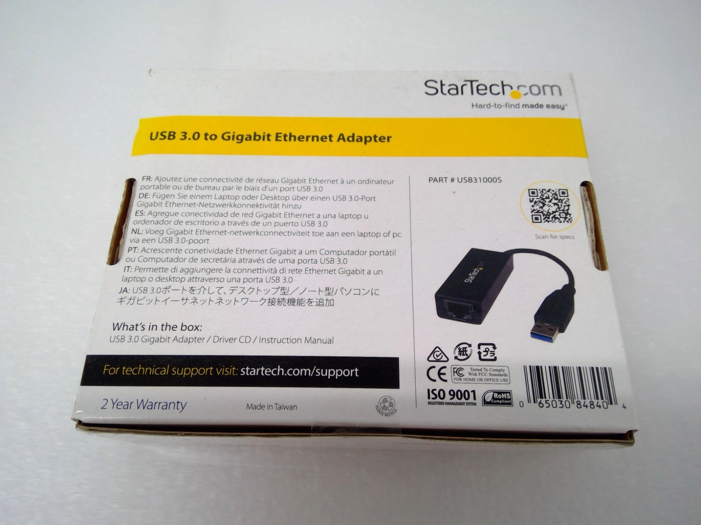 NEW Startech USB31000S USB 3.0 (Type-A) to Gigabit Ethernet Adapter