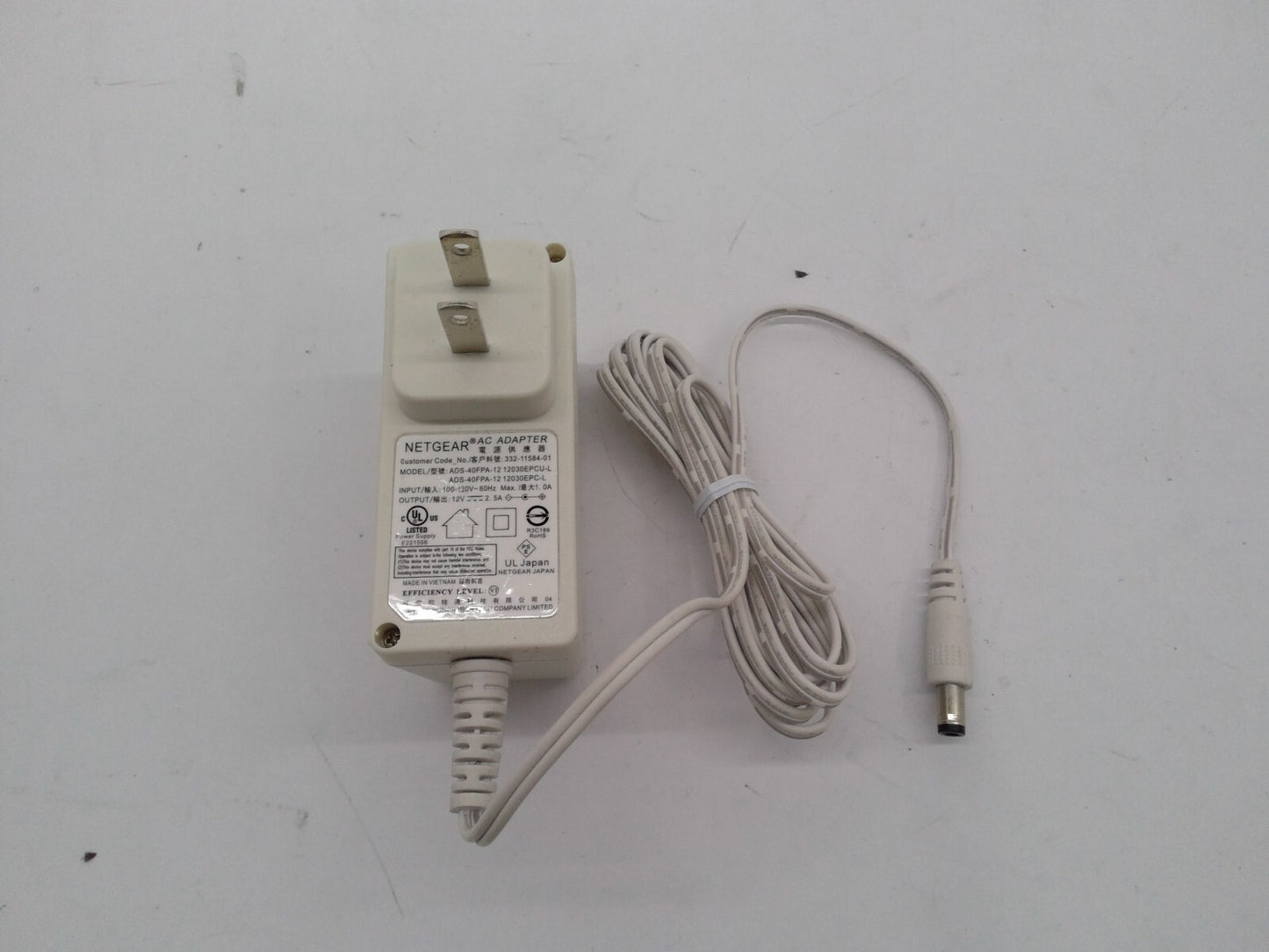 Netgear 12V 2.5A AC Adapter 2ABL030F Power Supply 332-10948-01 Charger White