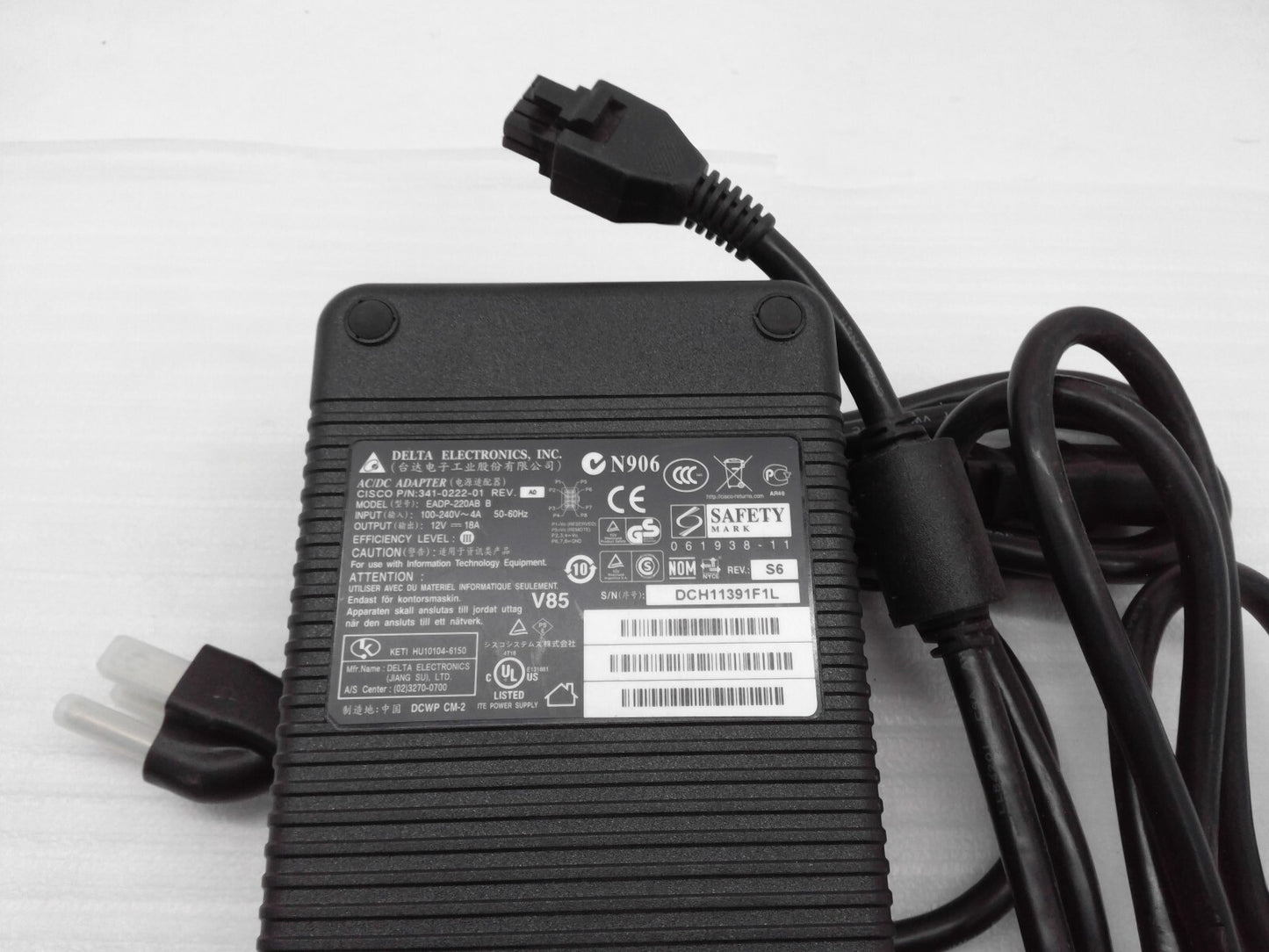 Original DELTA EADP-220AB B 12V 18A Square 8-hole Adapter Power Supply