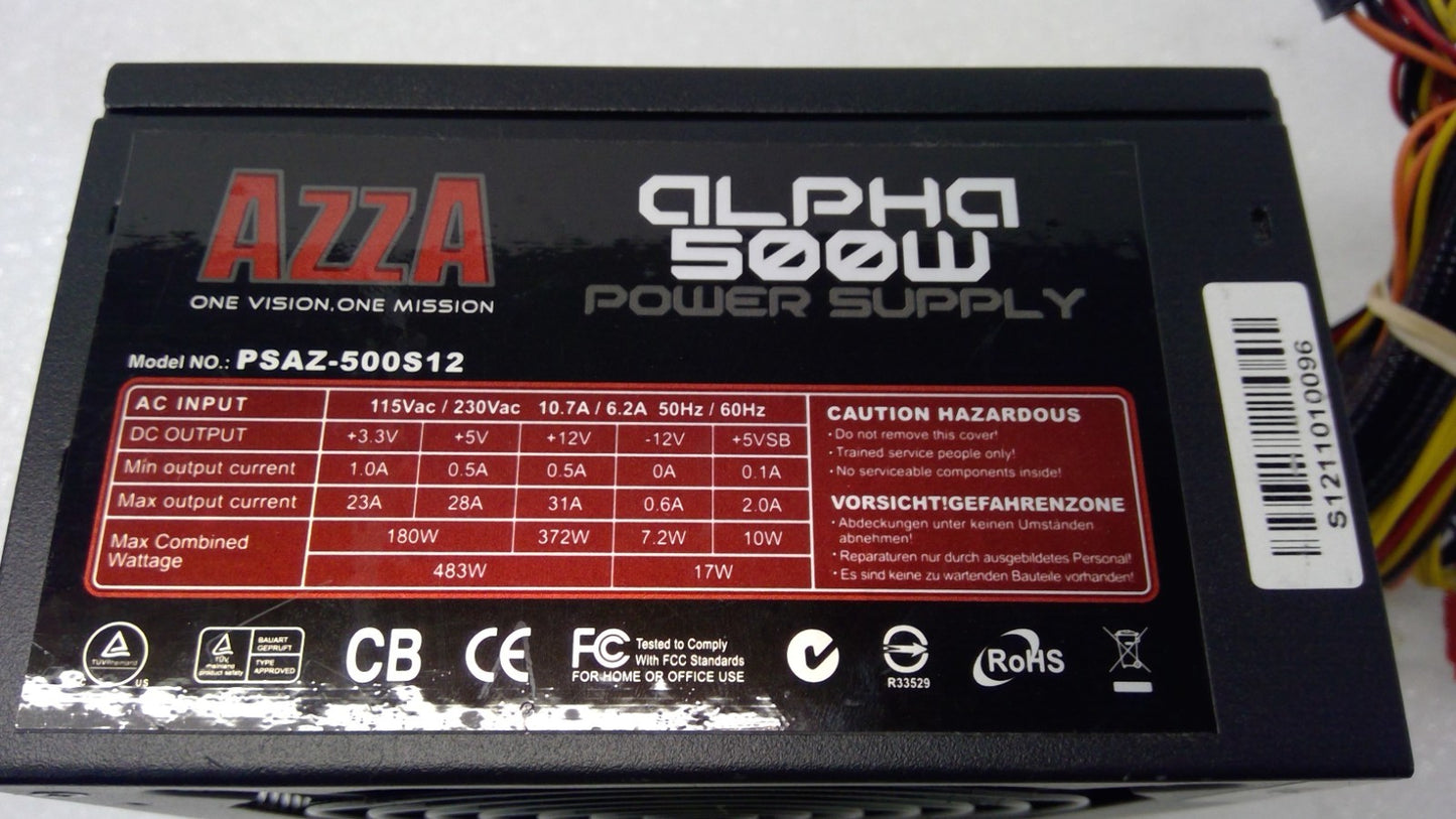 AZZA ALPHA 500W Power Supply PSAZ-500S12 tested working