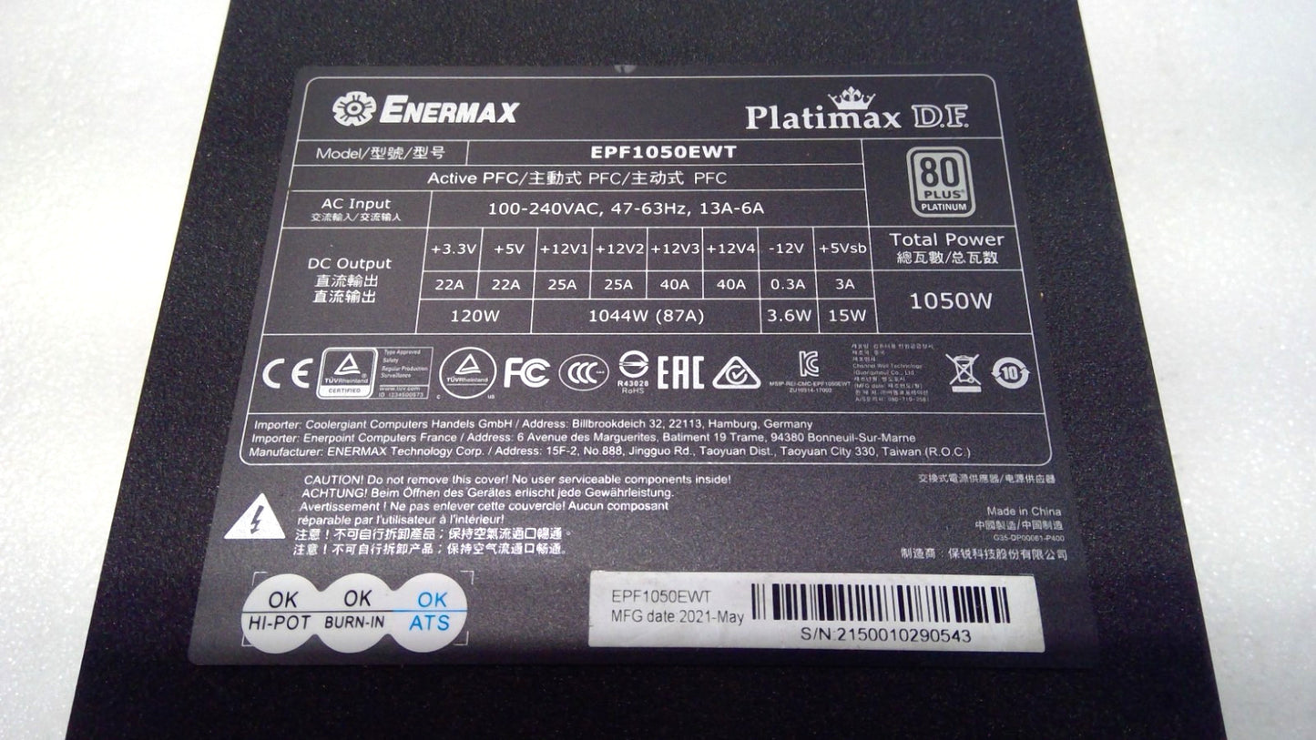 Enermax Platimax D.F. EPF1050EWT 1050W 80PLUS Fully Modular Power Supply