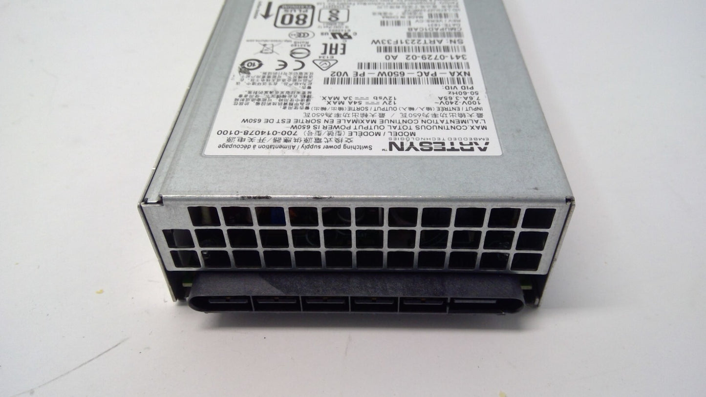 Cisco Nexus NXA-PAC-650W-PE 650W AC Power Supply Port Side Exhaust 341-0729-02