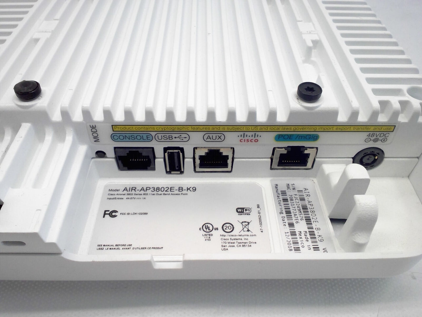 Cisco AIR-AP3802E-B-K9 Aironet Access Point Dual-Band Controller