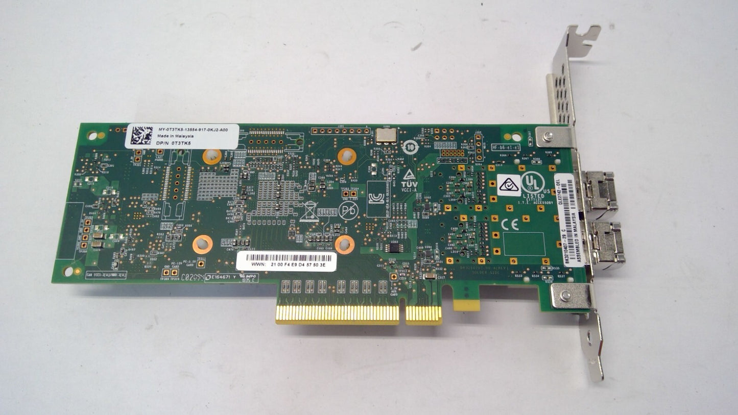 QLogic 32GB Dual Port Host Bus Adapter QLE2742-DEL Dell 0T3TK5 w/2 32GB SFP