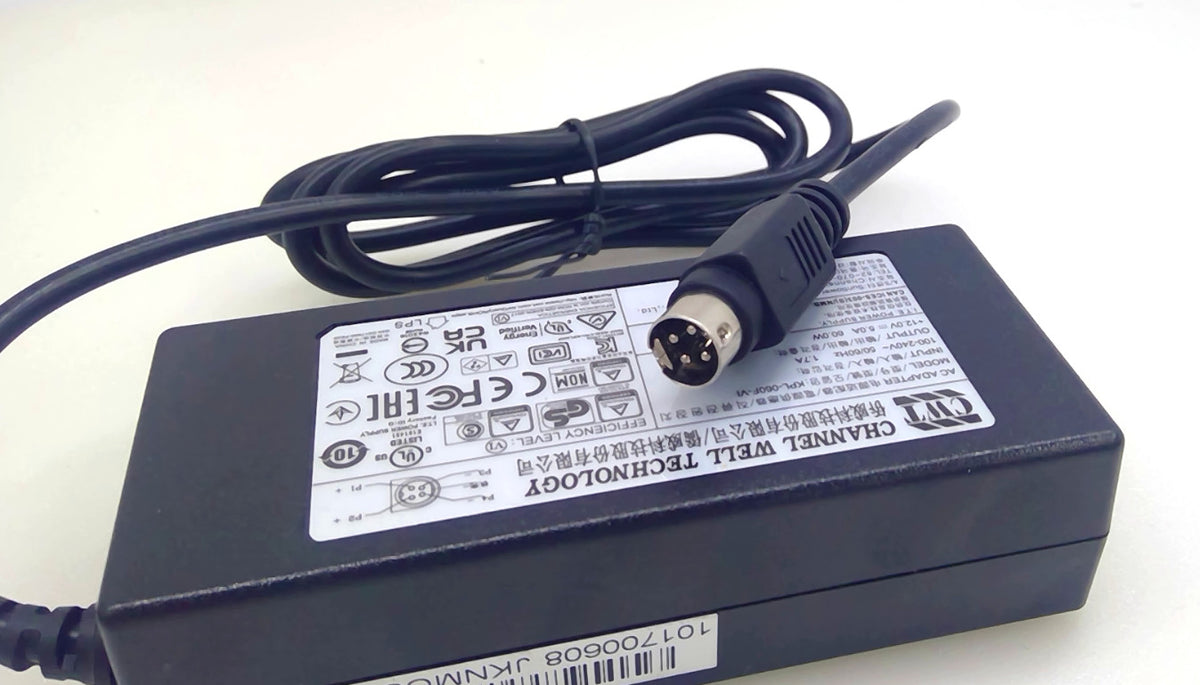 Genuine CWT KPL-060F-VI 60W 12V 5A AC/DC Power Adapter 4-Pin w/ Cord