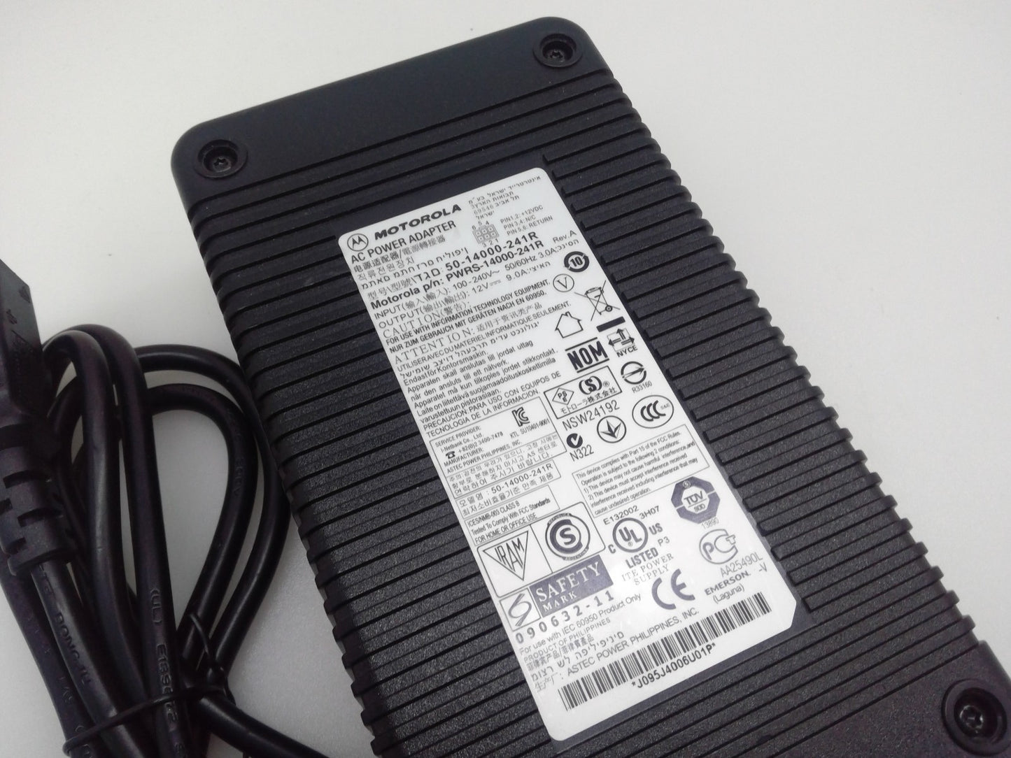 Motorola PWRS-14000-241R AC Power Adapter Zebra 50-14000-241R 12V 9A W/ Cord