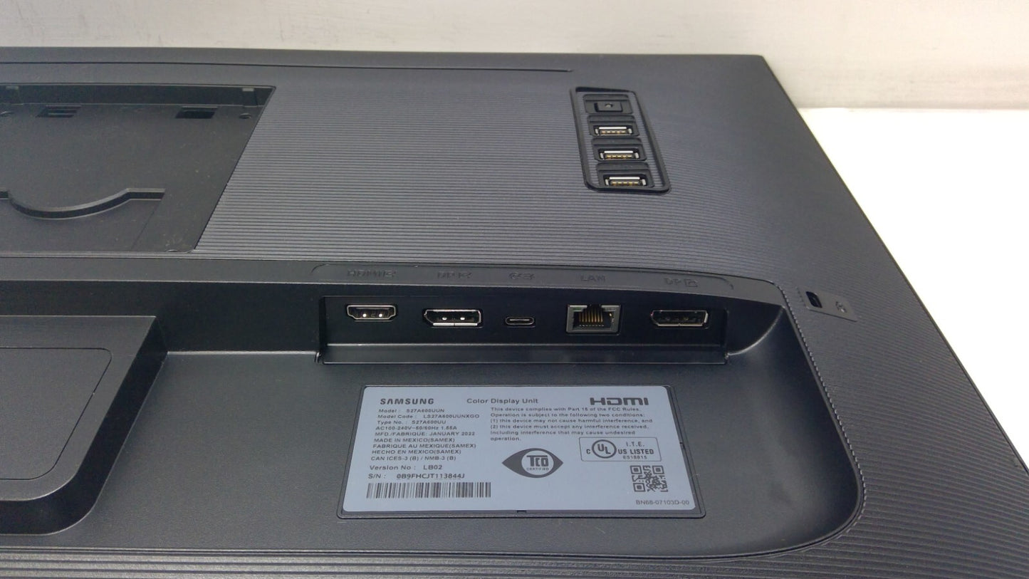 Samsung S27A600UUN 27” S60UA QHD USB-C Monitor, HDMI VGA, No Stand