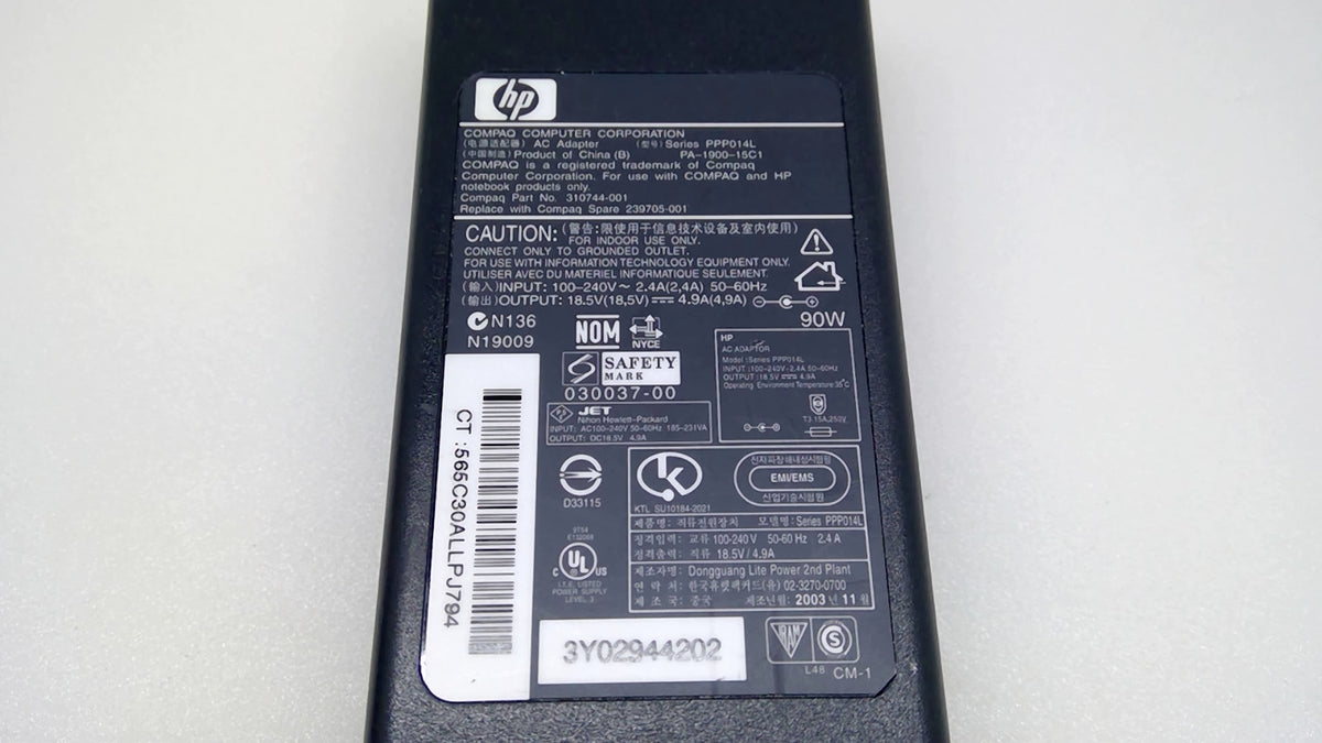 Genuine HP Compaq PPP014L PA-1900-15C1 90W 18.5V 4.9A AC Adapter 310744-001