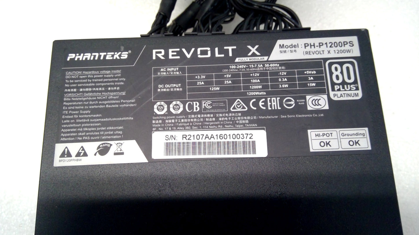 Phanteks Revolt X 1200W 80 PLUS Platinum ATX Power Supply Dual System PH-P1200PS