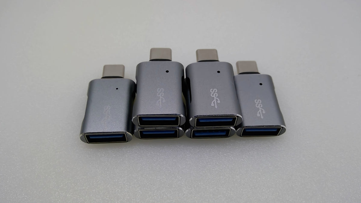 Lot of 6 USB-C Male to USB-A 3.0 Female Adapter SuperSpeed OTG Converter Gray