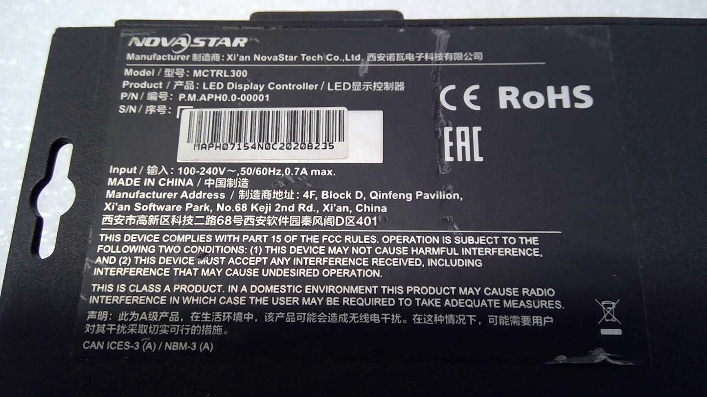 NOVASTAR MCTRL300 LED Display Controller USB-B DVI AUDI0 2X RJ45 W/Power Cable