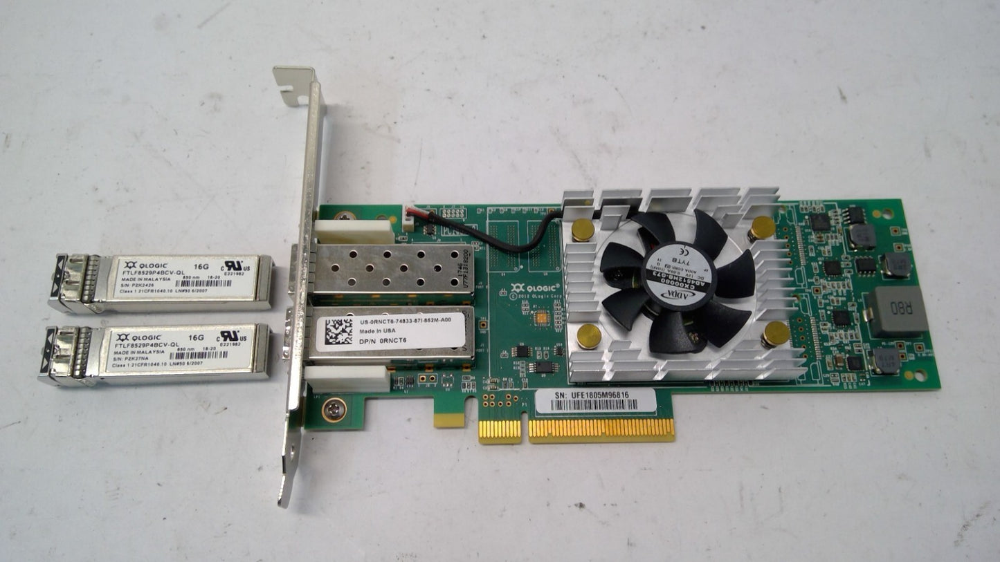 QLogic QLE2662S 16Gb/s Dual Port Full Height Fiber Host Bus Adapter Dell RNCT6