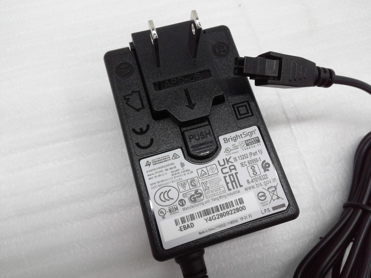 Lot of 5 Genuine New Bright-Sign WA-36A12R 2-Pin 12V / 3A 36W AC Power Adapter