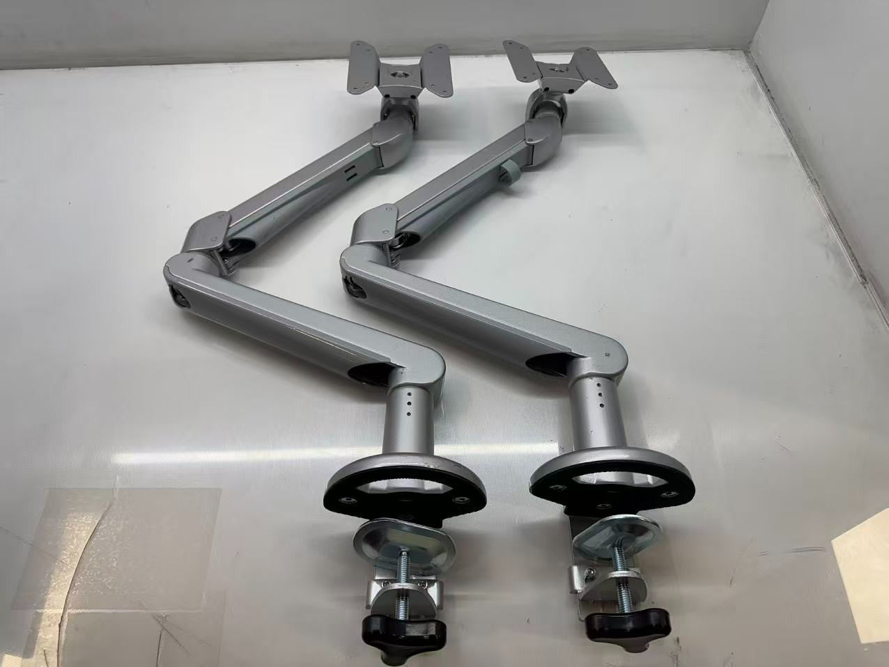 Monitor Desk Mount Stand Arm Screens 2pcs (No Screw) up to 34" -Silver