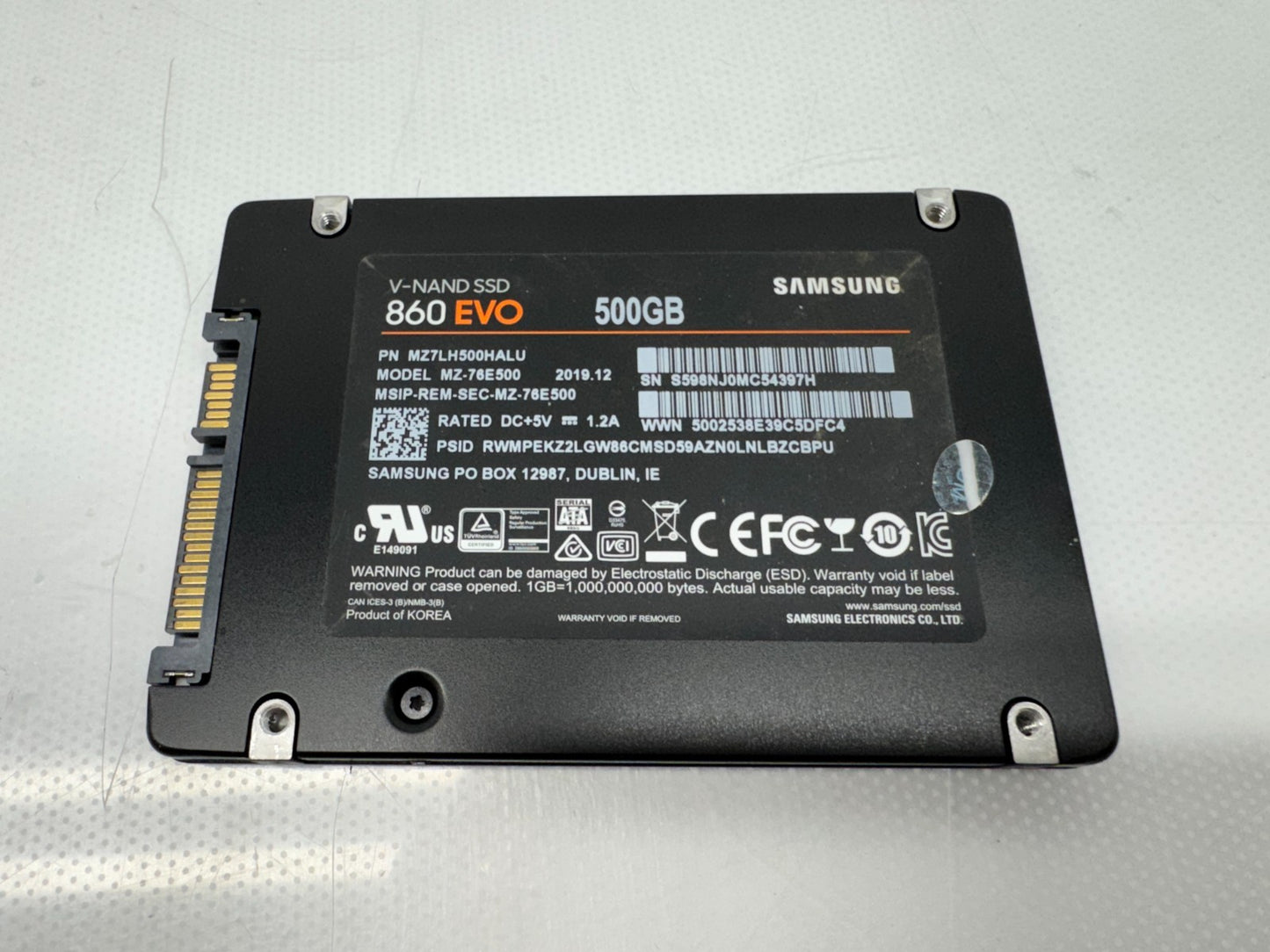 Samsung 860 EVO 500GB 2.5" MZ-76E500 MZ7LH500HALU V-NAND SSD Internal SSD