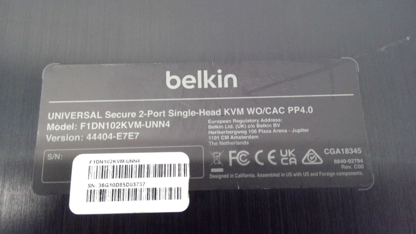 Belkin Universal 2-Ports Single Head 2nd Gen Secure KVM F1DN102KVM-UNN4 DP/HDMI