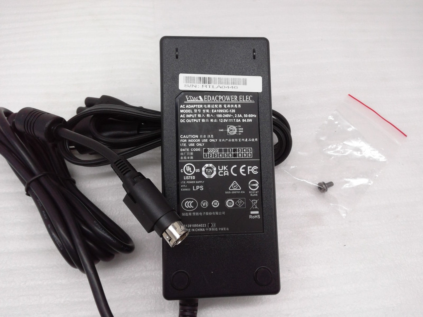 OEM EDAC Power 4 PIN Power Supply Adapter EA10953C-120 12V 7.0A 84W