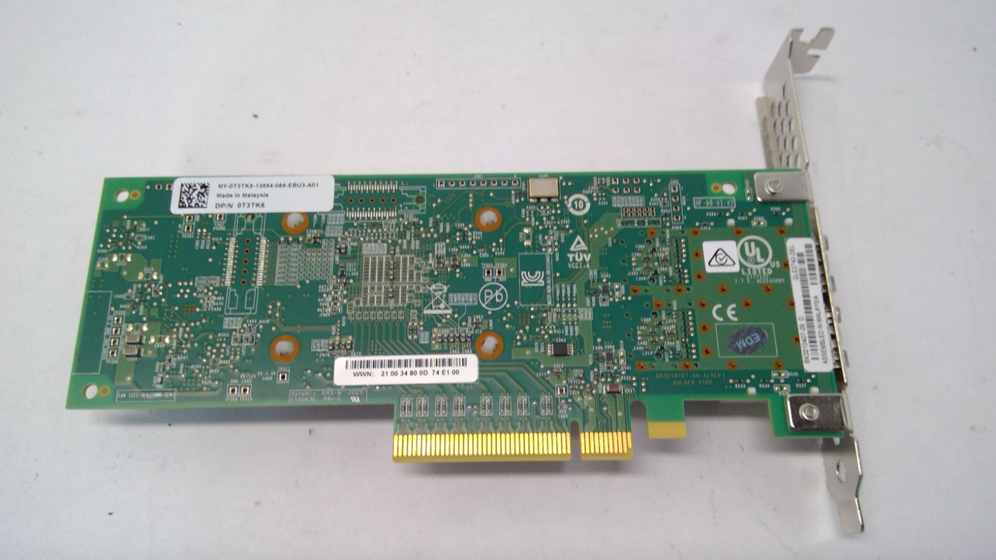 QLogic 32GB Dual Port Host Bus Adapter QLE2742-DEL Dell 0T3TK5 High Bracket