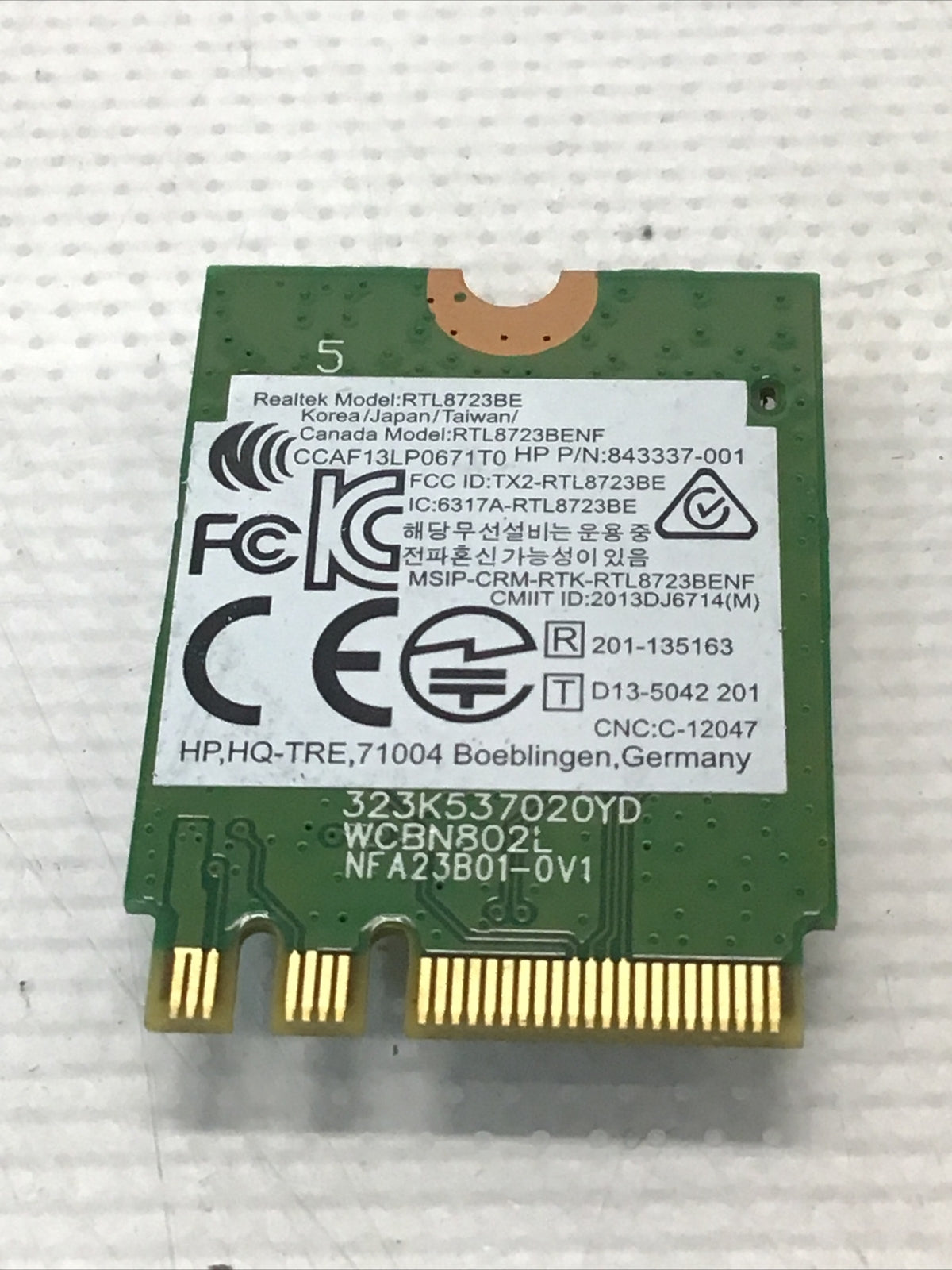 HP Genuine Wireless WiFi Bluetooth 4.0 NGFF Card RTL8723BENF 843337-001