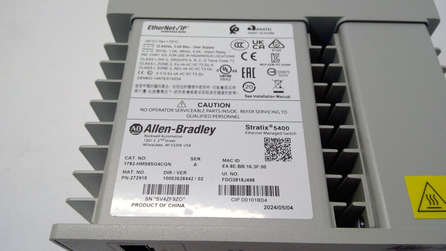 Allen-Bradley 1783-HMS8SG4CGN Stratix 5400 12 Port Managed Switch