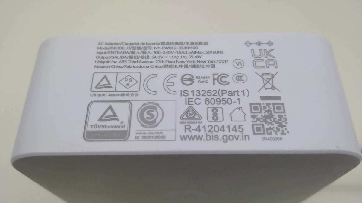Genuine Ubiquiti NY-PW0L2-05401100 AC Adapter 54V 1.1A 59.4W 5.5x2.0mm