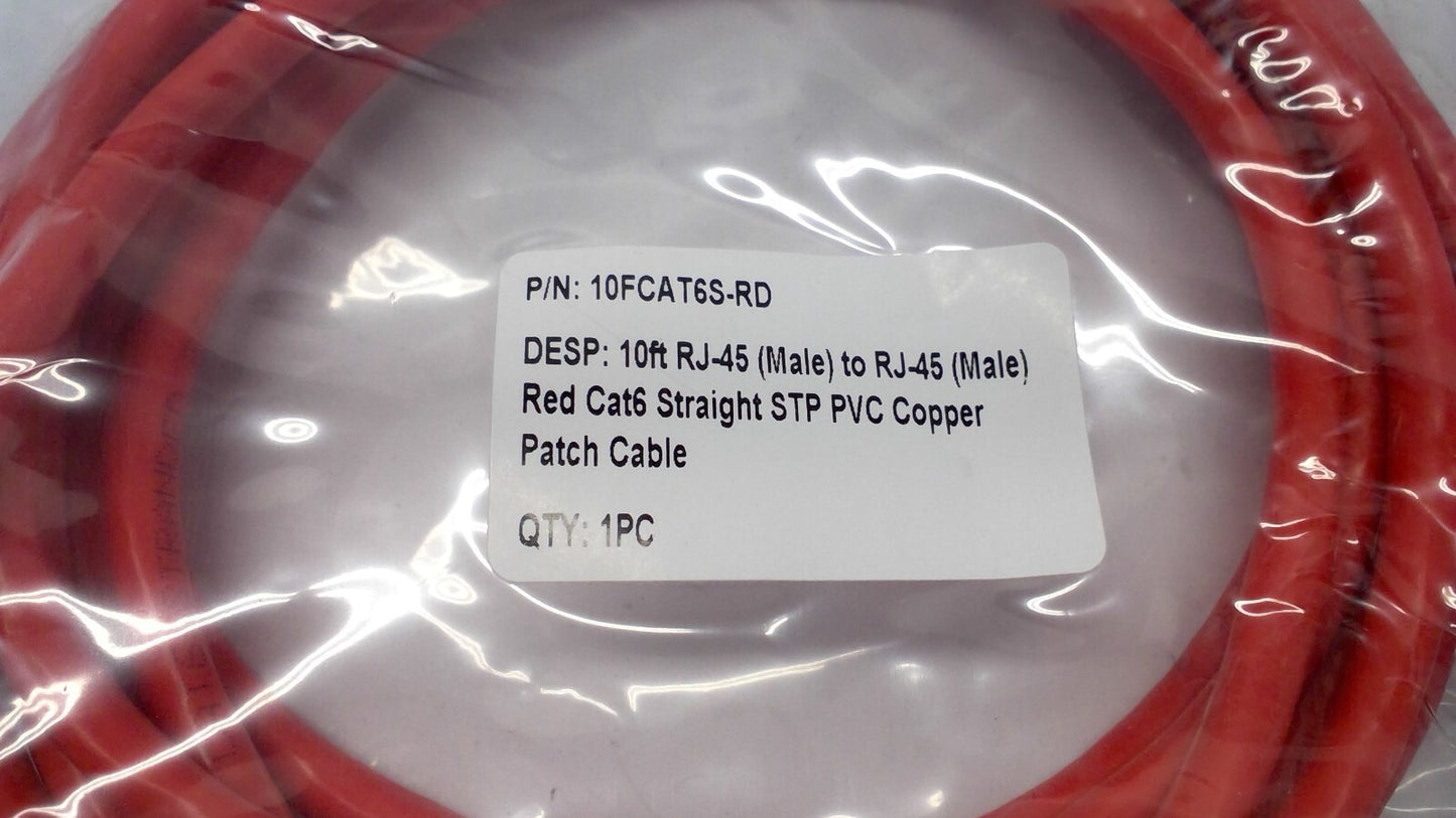 NEW Cat6e Ethernet Patch Cable RJ45 Internet Cat5e Cable PVC Copper - 10ft Red