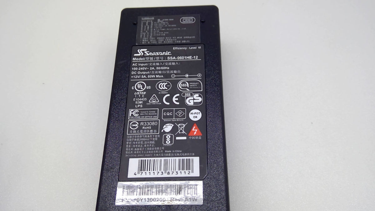 Seasonic SSA-0601HE-12 60W 12V 5A Adapter Supermicro 5.5x2.5 Locking