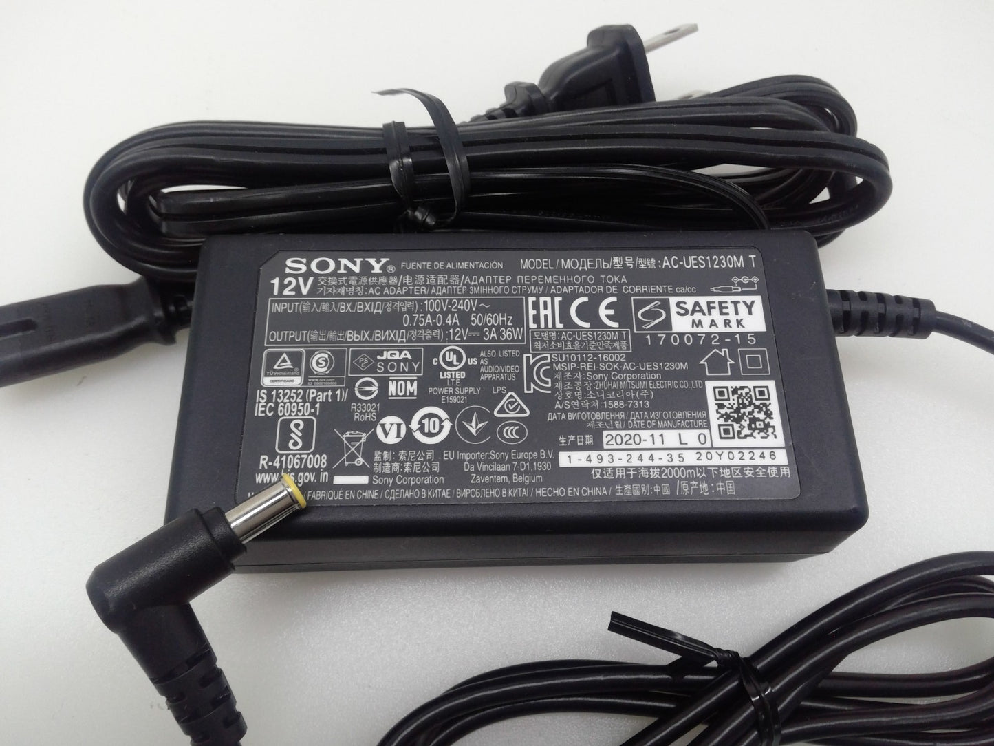OEM Sony For MCX-500 PMW-EX1R AC-UES1230M T 12V 3A 5.5x3.0mm Power Adapter