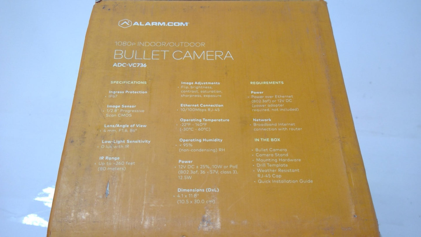 Alarm.com ADC-VC736 Indoor/Outdoor Bullet Camera, 1080p HD, PoE, IR Night Vision