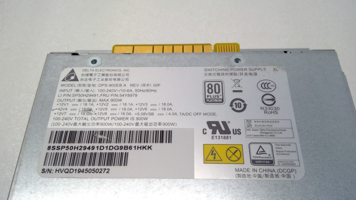 Lenovo ThinkStation P520 P720 Delta DPS-900EB 900W Power Supply 54Y8979