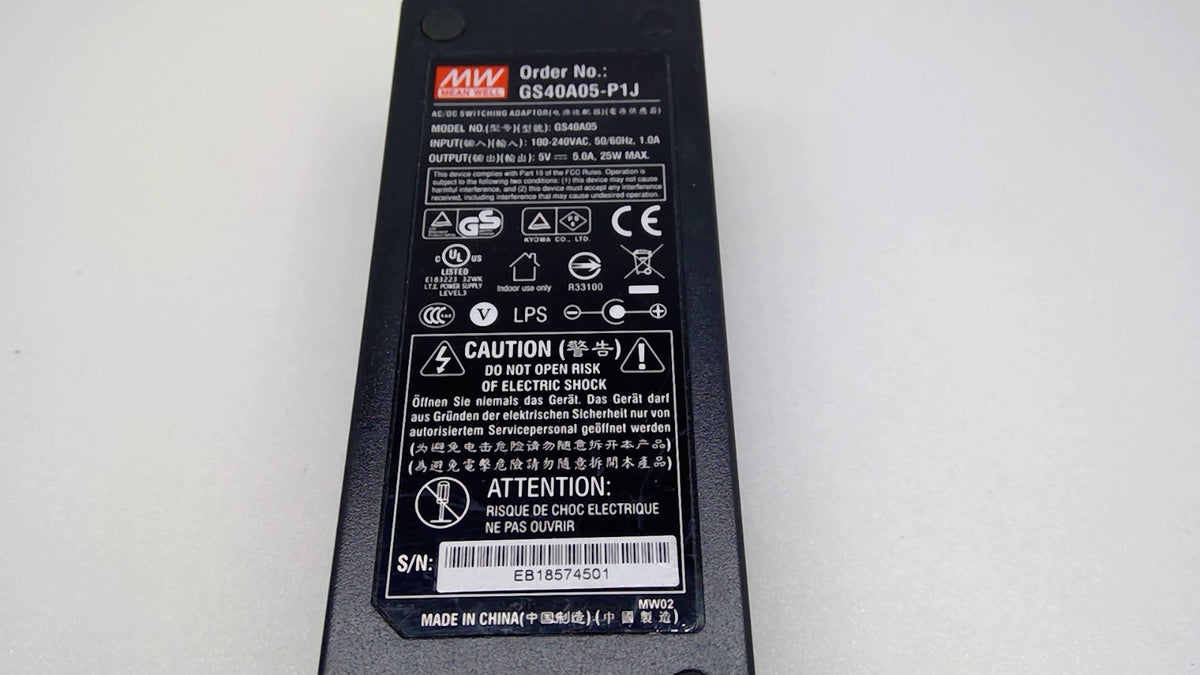Mean Well GS40A05-P1J 25W 5V 5A AC/DC Adapter 5.5x1.7mm