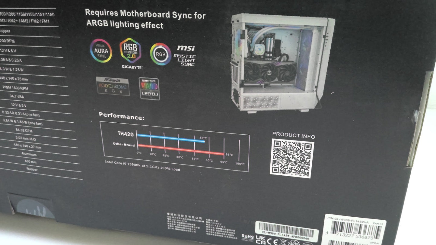 Thermaltake CL-W369-PL14SW-A TH420 ARGB Sync All-In-One Liquid Cooler Snow
