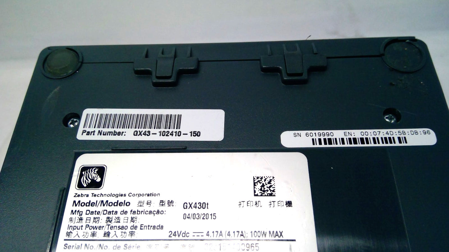 Zebra GX430T Thermal Barcode Label Printer 300 dpi Adjustable black line sensor