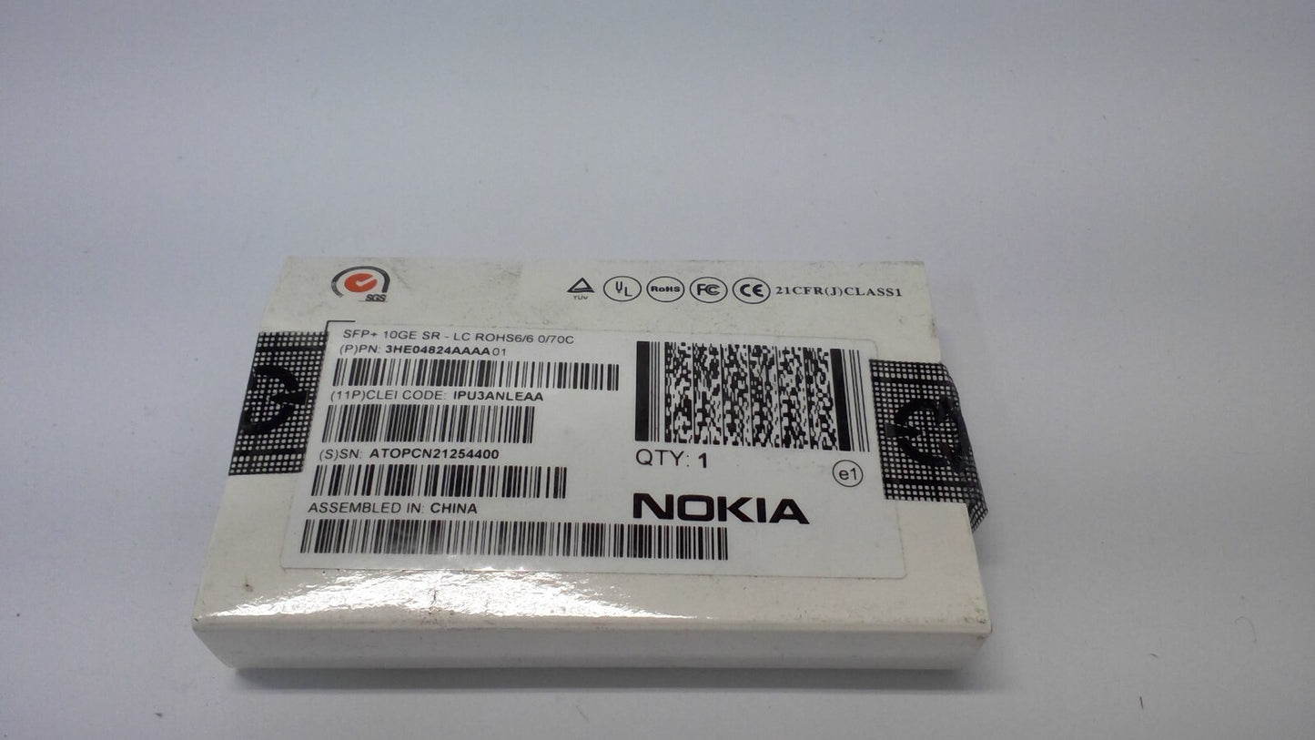 Alcatel-Lucent NOKIA  3HE04824AAAA01 SFP+ 10GE SR-LC ROSH 6/6 TRANSCEIVER