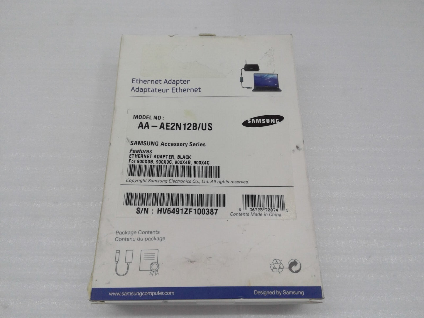 SAMSUNG AA-AE2N12B/US Notebook LAN Dongle Port To Etherner Adapter for Series 9
