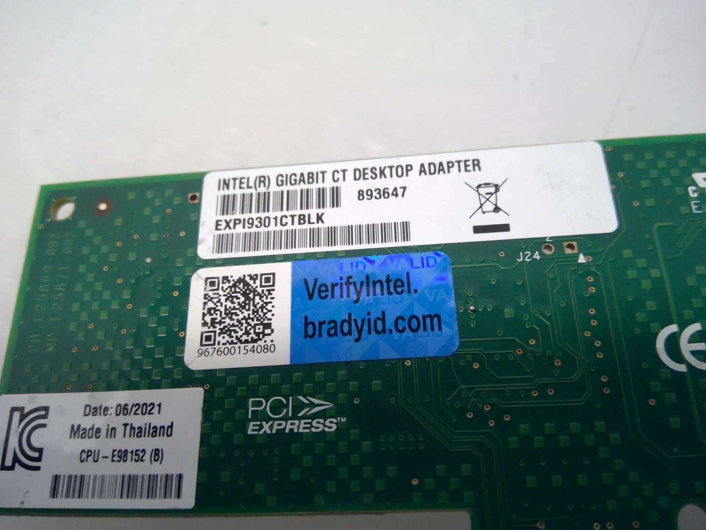 Intel EXPI9301CTBLK PCI Express x1 High Profile Gigabit Ethernet Card