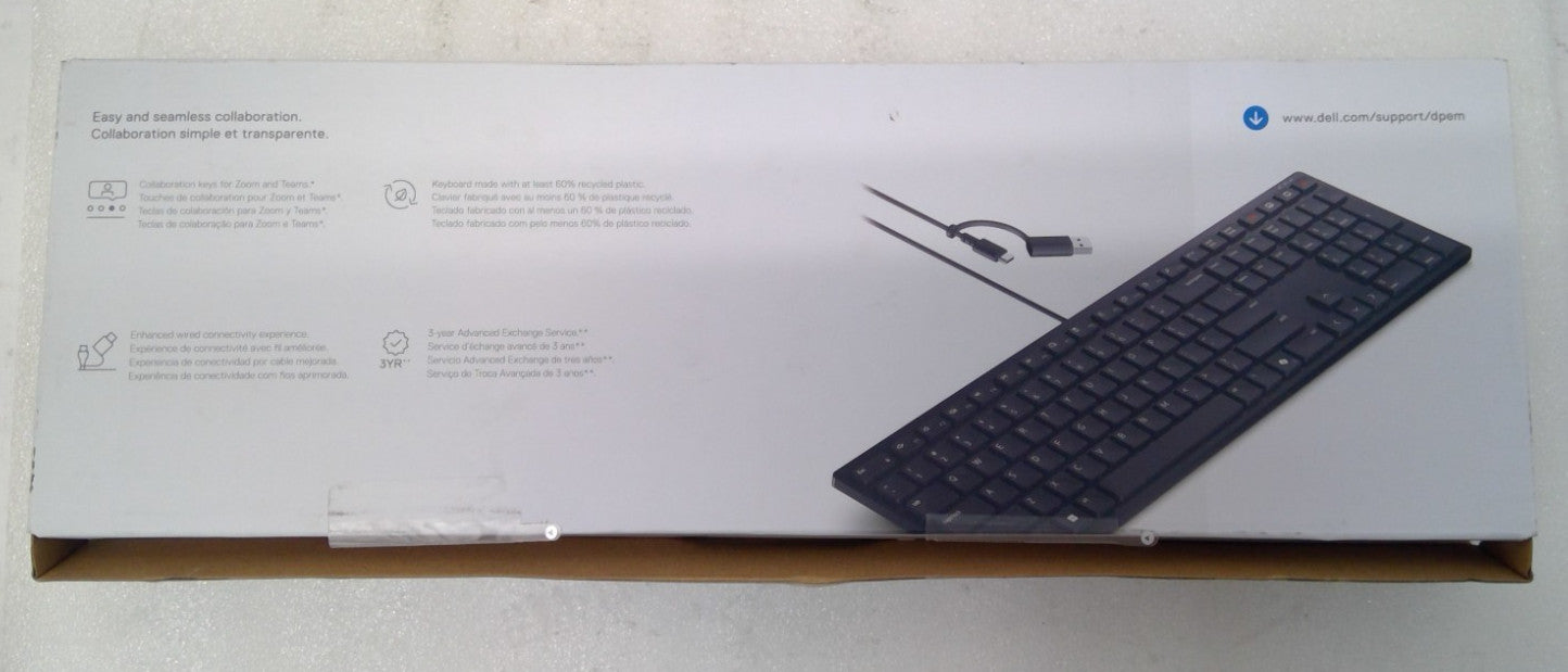 OPEN BOX Dell KB525C Wired Collaboration Keyboard USB C w/ USB A Adapter Black
