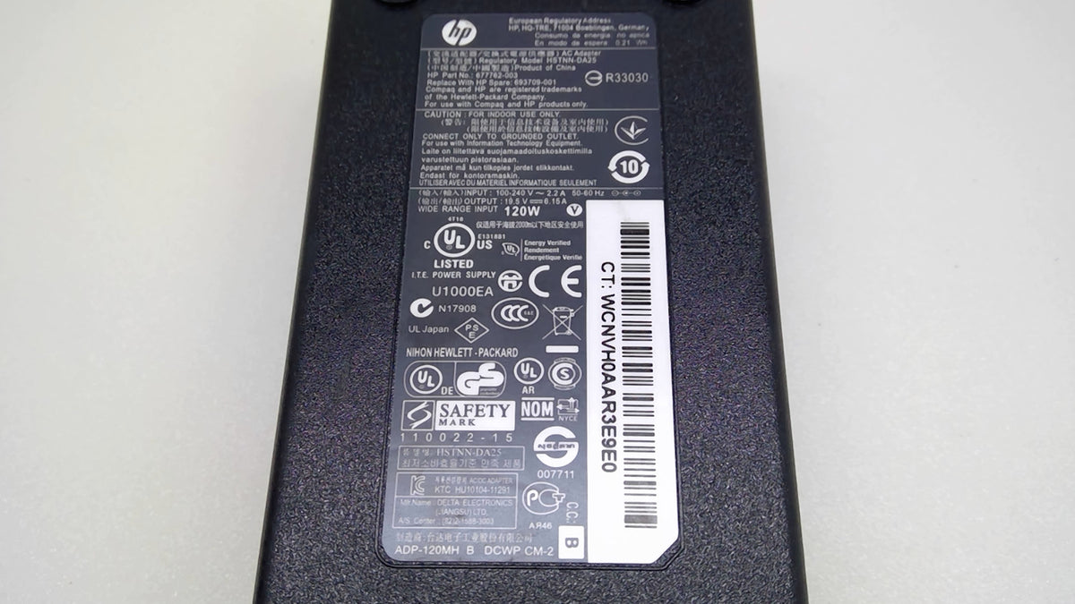 HP HSTNN-DA25 120W Blue Tip Thick Body AC Adapter 19.5V 6.15A 677762-003