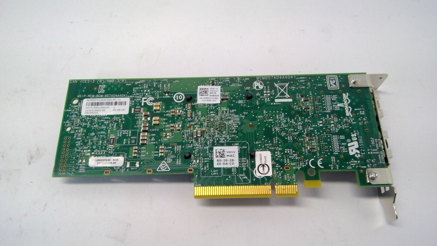 YR0VV Dell Broadcom 57412 10Gb SFP+ Dual Port Network Card 0YR0VV