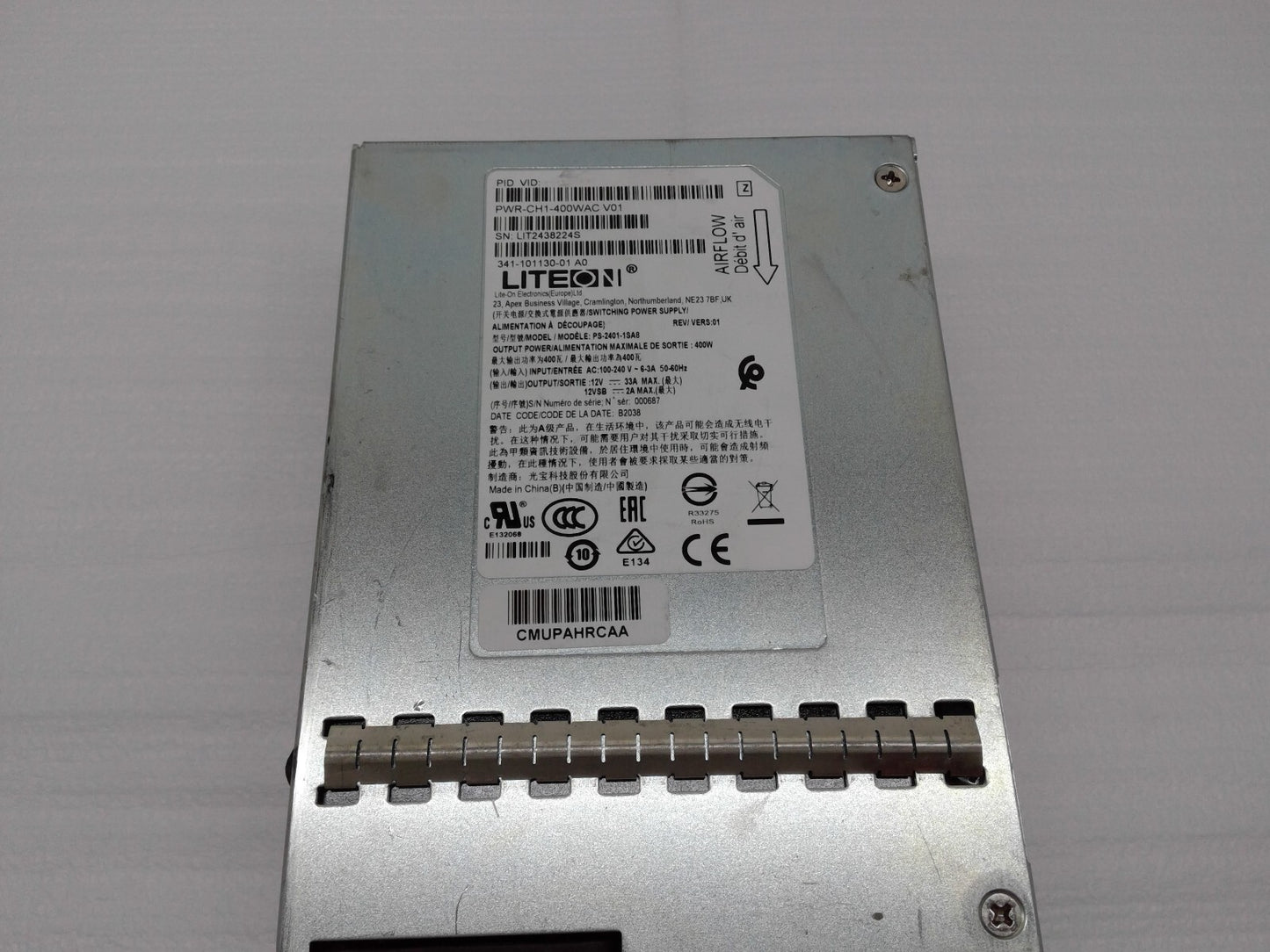 Cisco PWR-CH1-400WAC 400W AC Power Supply Reverse Air for Cisco C8500L