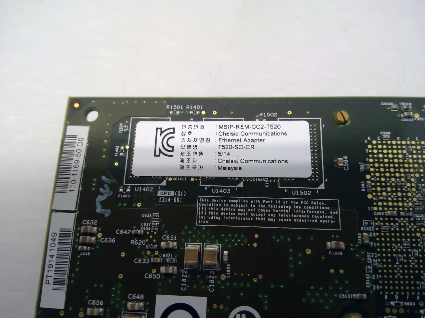 Chelsio 110-1169-50 Dual Port 10Gbe SFP+ T520-SO-CR NIC T520