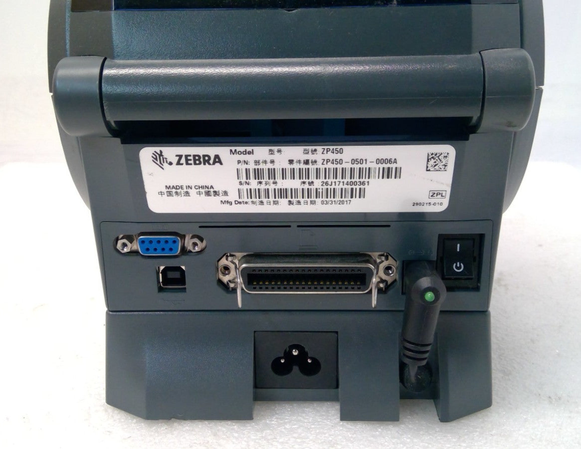 Zebra ZP450 Ethernet Direct Thermal Label Printer ZP450-0502-0004A*READ*