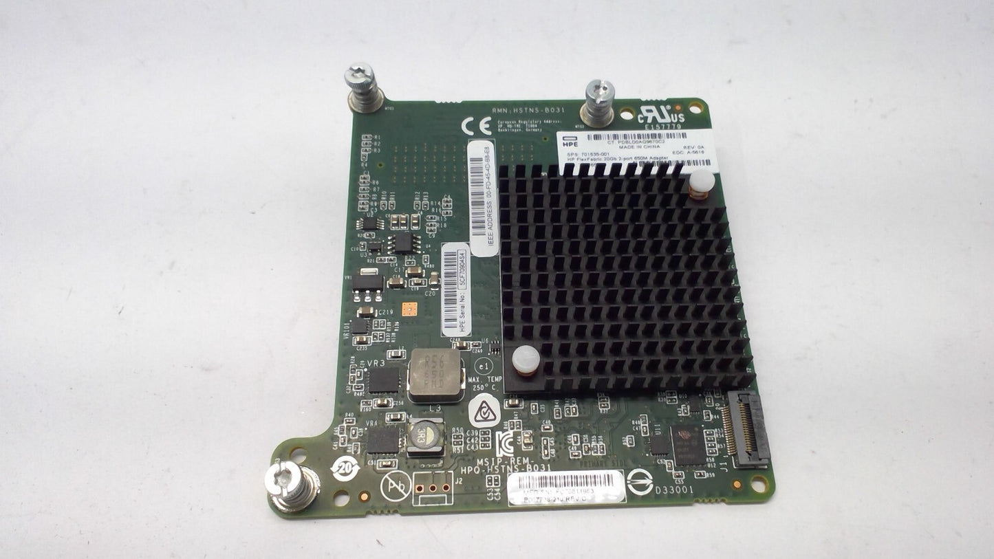 *X5* HP 700767-B21 FlexFabric 20Gbps 2-Port 650m Mezzanine Adapter 701535-001