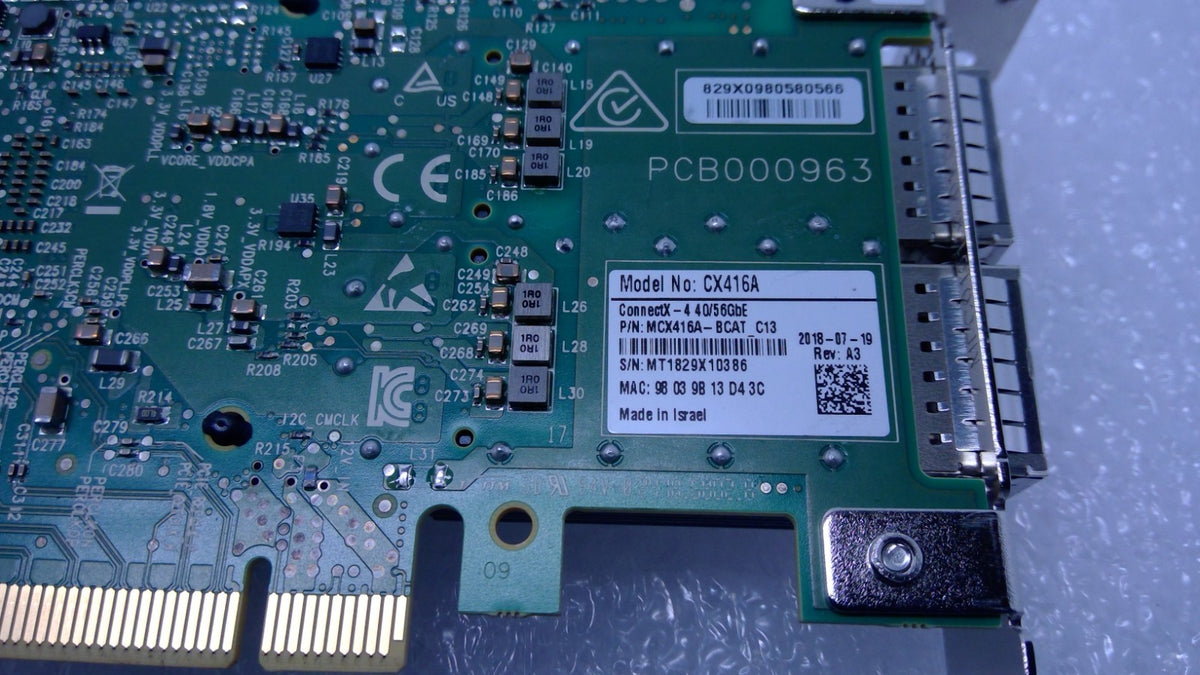 Mellanox CX416A Connectx-4 40/56Gb MCX416A-BCAT 2-Port SFP28 Network Adaptor