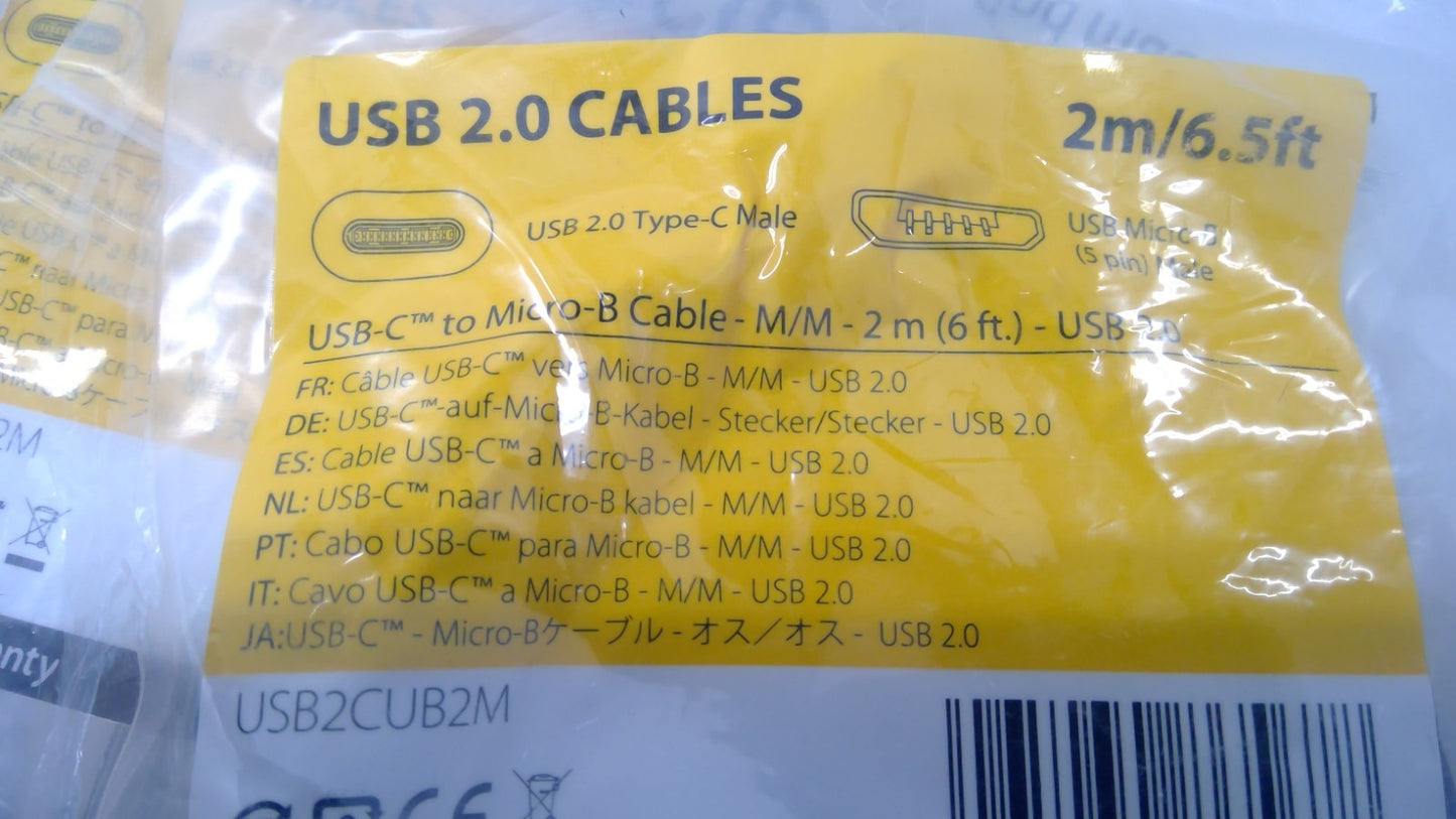 Lot of 10 StarTech 2m 6 ft USB C to Micro USB - M/M USB 2.0 Data Transfer Cable